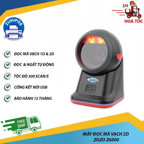 Máy Đọc Mã Vạch 2D ZOZO Z6000 Đa Tia Có Dây Để Bàn